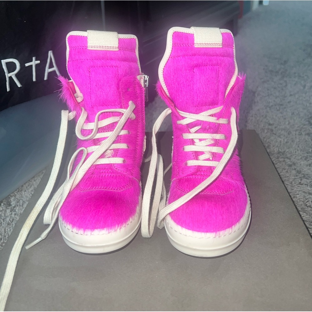 Rick Owens Kids Geobasket calf hair and leather sneakers. Gently worn.